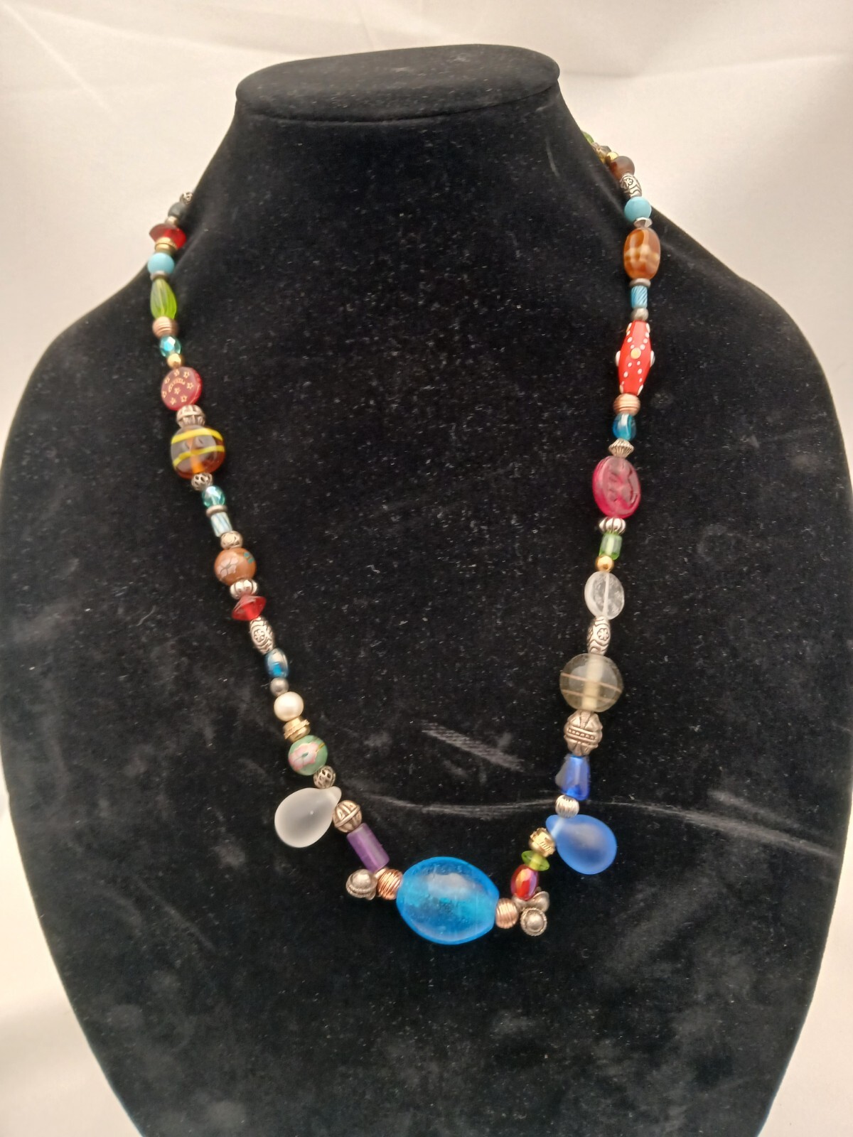 Glass Beaded Multicolor Necklace Different Shapes