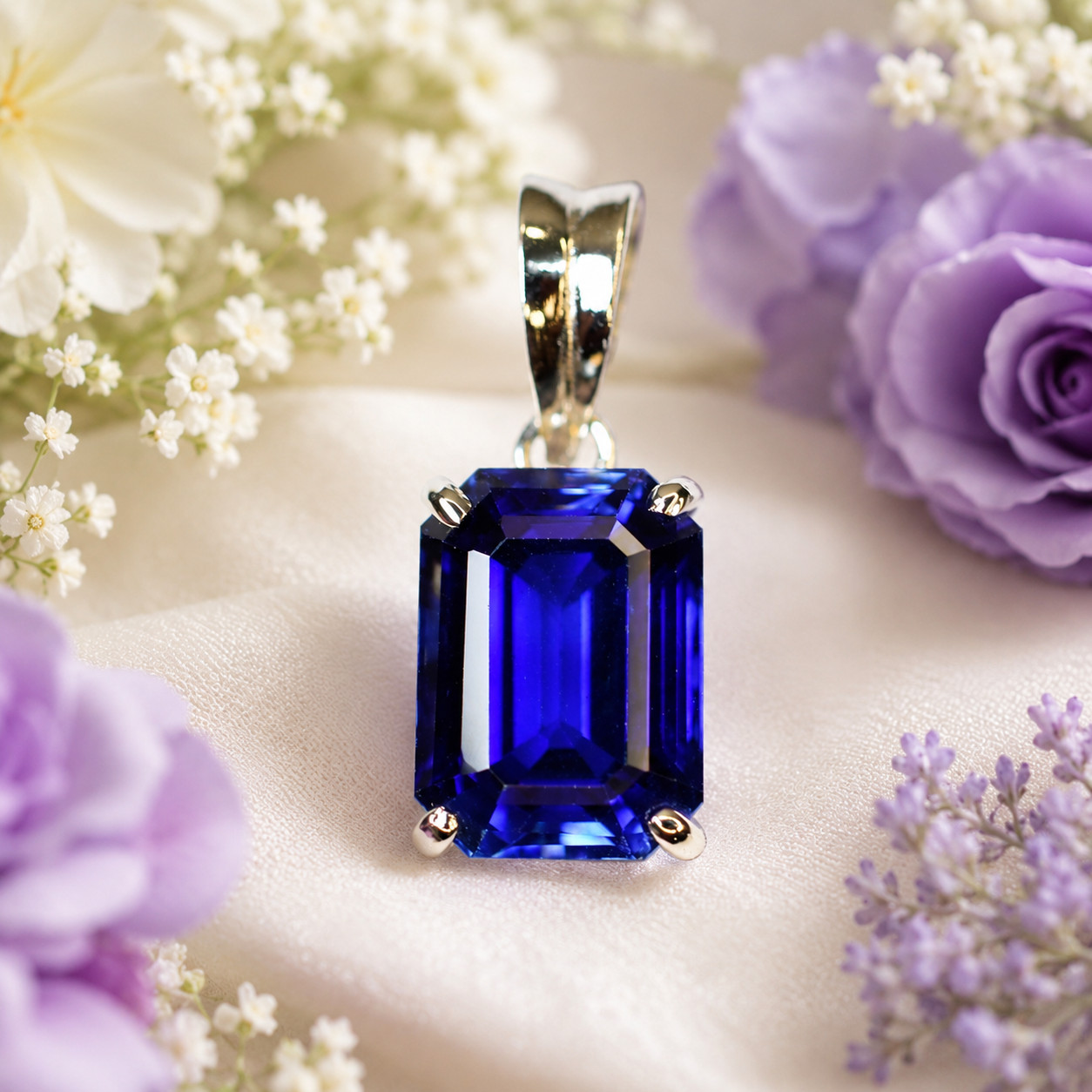 AAA Elegant Blue Sapphire 33+Ct Certified Natural 925 Sterling Silver Pendant