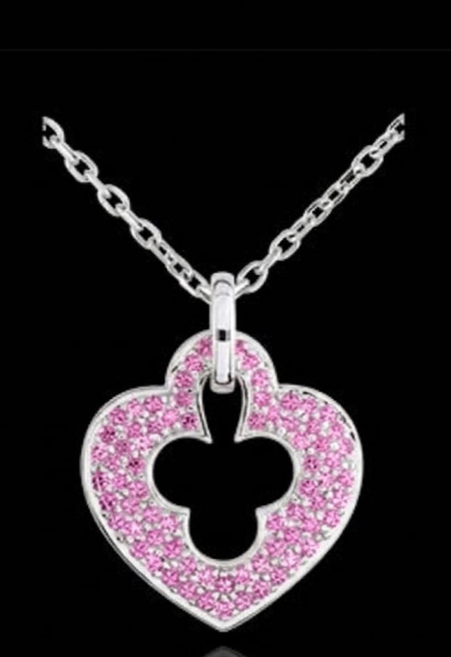 4ct Round Simulated Pink Sapphire Heart Spade Halo Pendant White Gold Plated