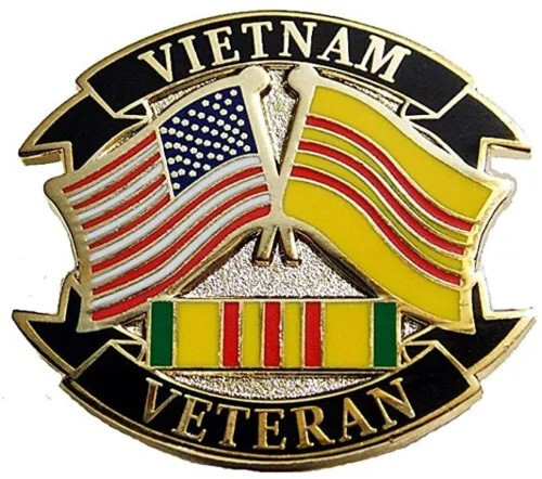 VIETNAM VETERAN WITH FLAGS (1-1/16″) Military Hat Pin P14791 ACE