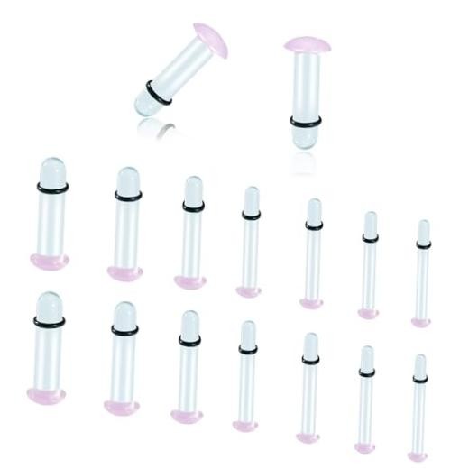 Glass Ear Stretching Kit 0.5mm Increment Gauges 16G – 1.2mm-4mm (16g-6g) Pink