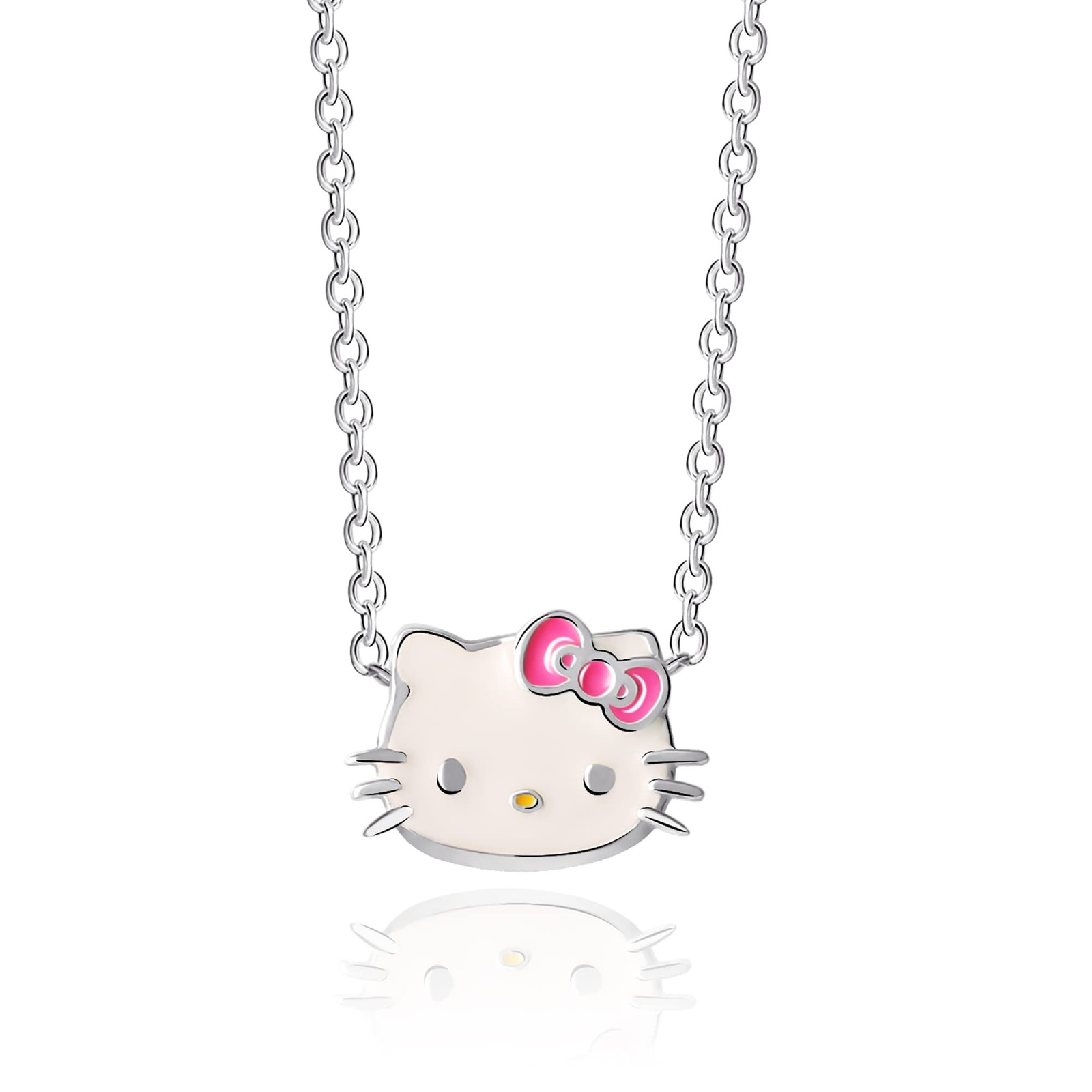 Hello Kitty Necklace for Women Official License, 16″ + 2″ Sterling Silver Nec…