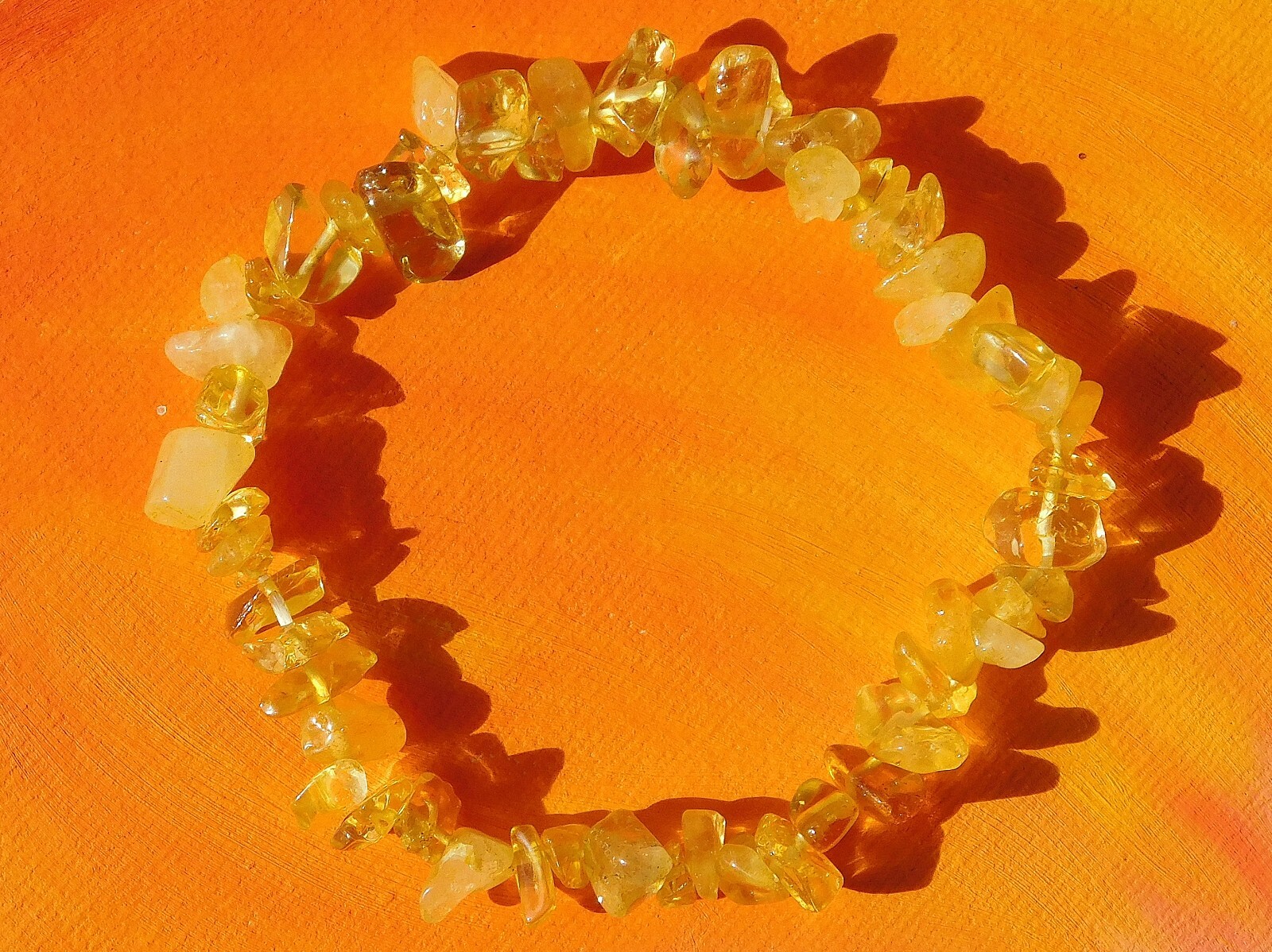 Handmade To Order – Gemstone Chip Beaded Bracelet – Natural Citrine.