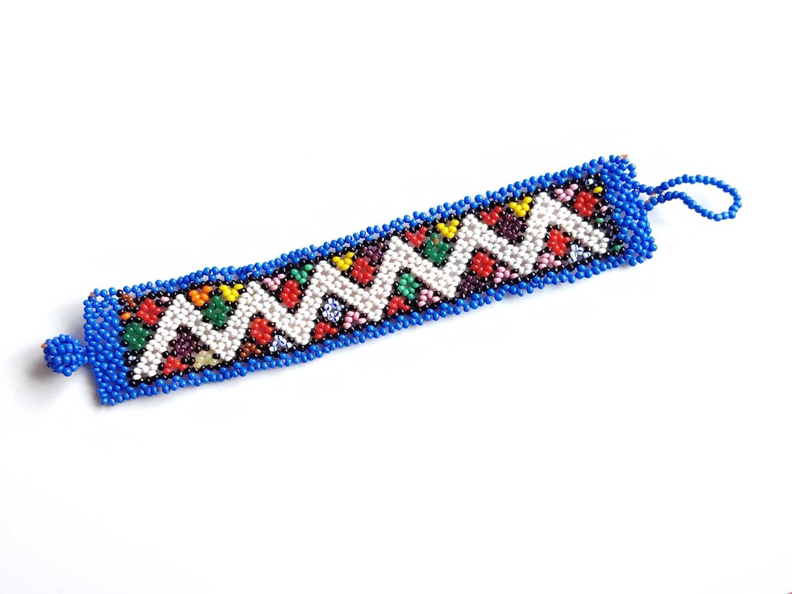Multicoloured Glass Seed Bead Bracelet Toggle Clasp Boho Layering