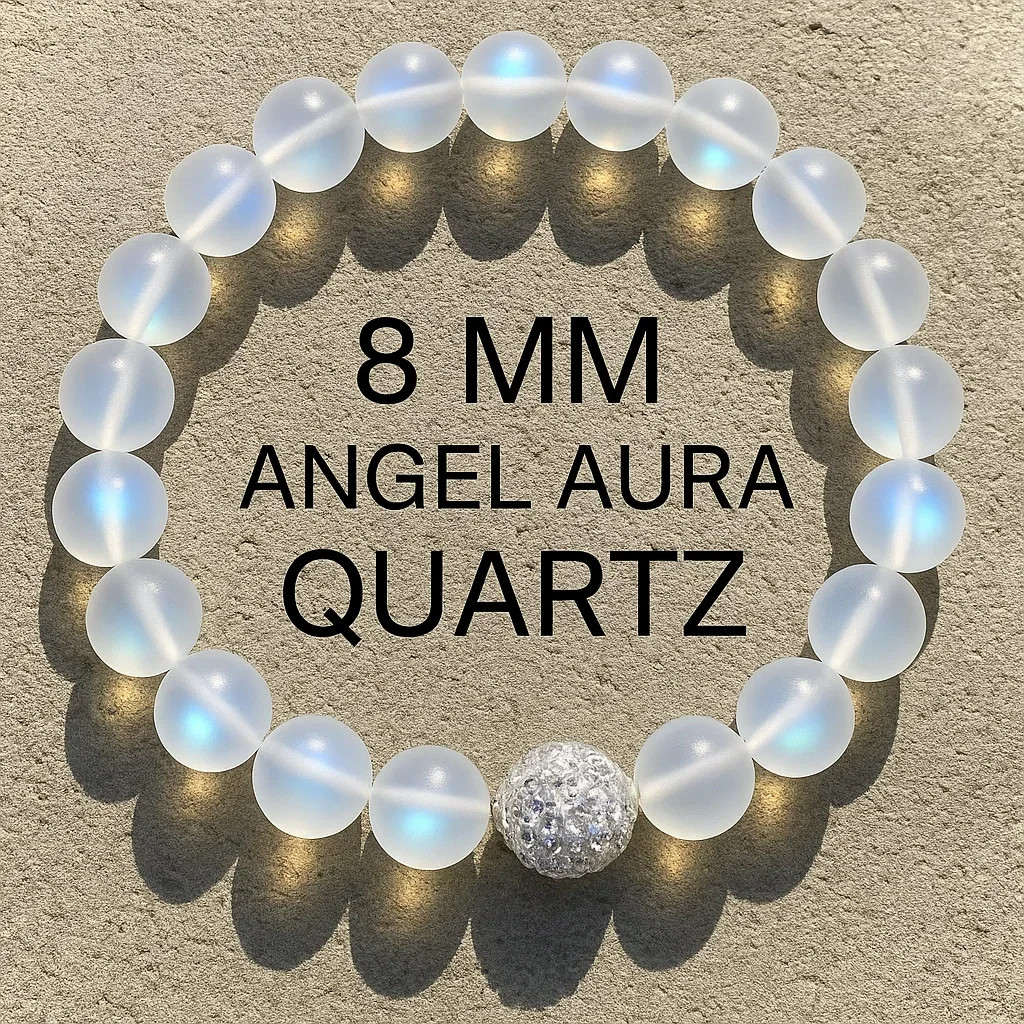 8mm Angel Aura Quartz Beads Healing Relieve Anxiety Girls Women Bracelet Gift