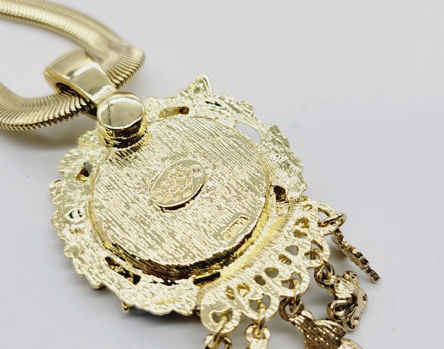 Kirks Folly Fairy Wishing Pool Foldover Magnetic Pendant Gold tone Necklace