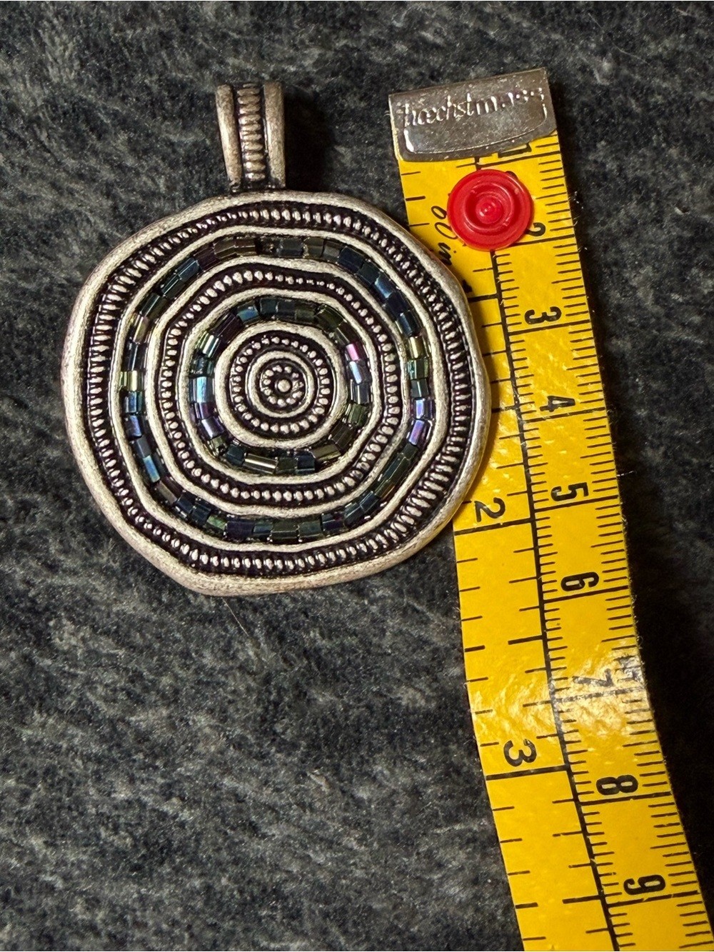 Premier Designs Magnetic Pendant Silver Tone Iridescent Mosaic Statement Charm