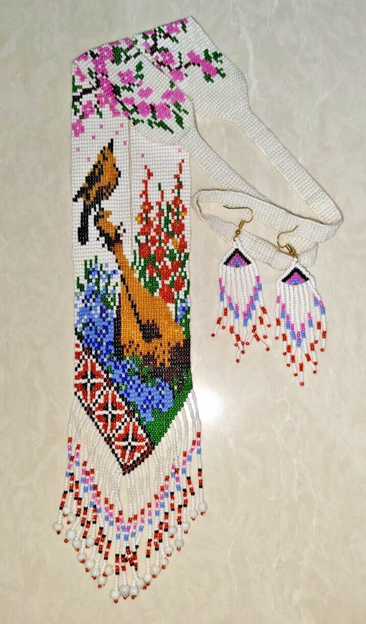 Handmade Necklace Seed Bead Boho American Style Nativ Beaded Multi Strand