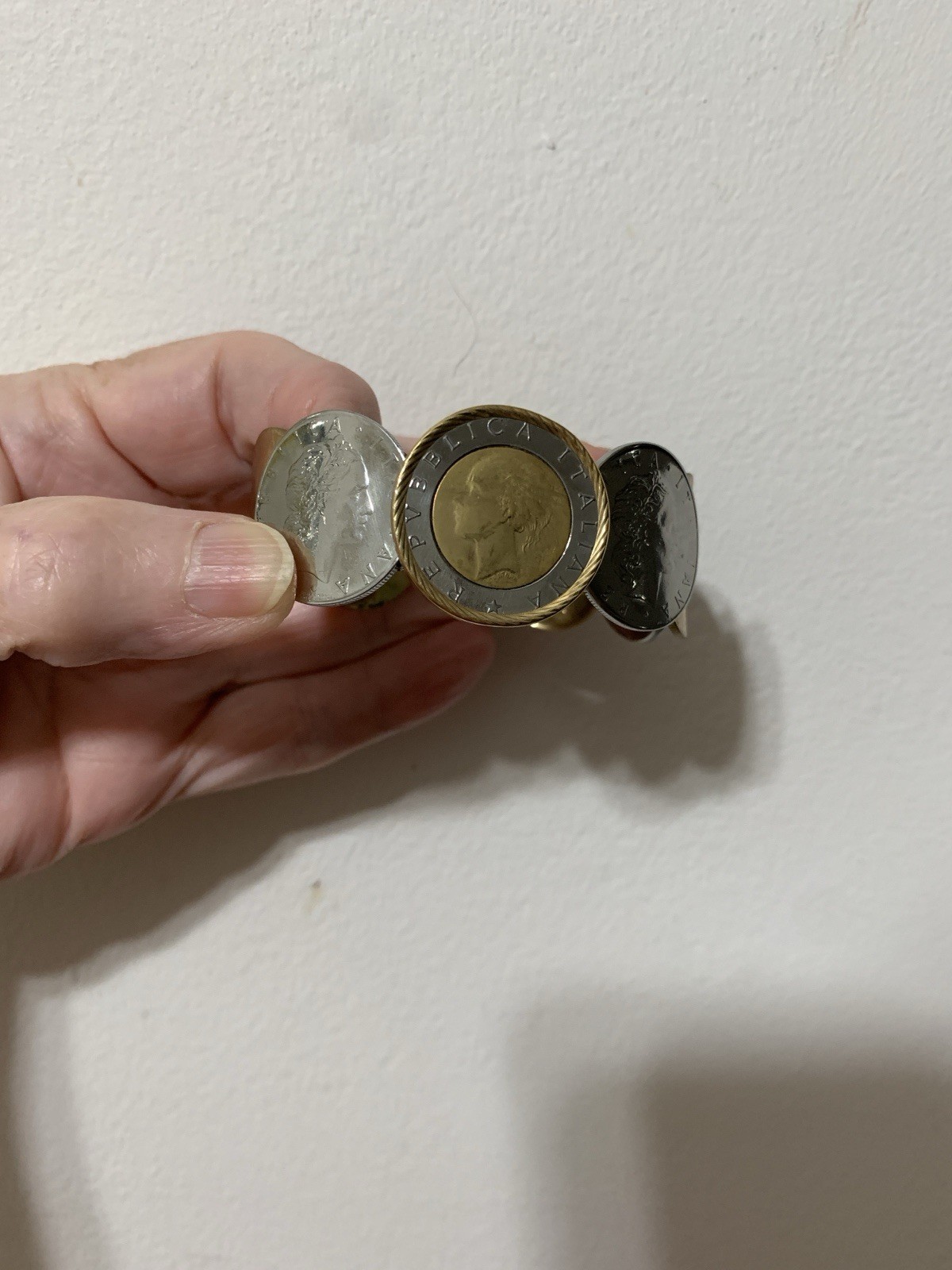 Stainless Steel Clamper Bangle Bracelet With European Coins.