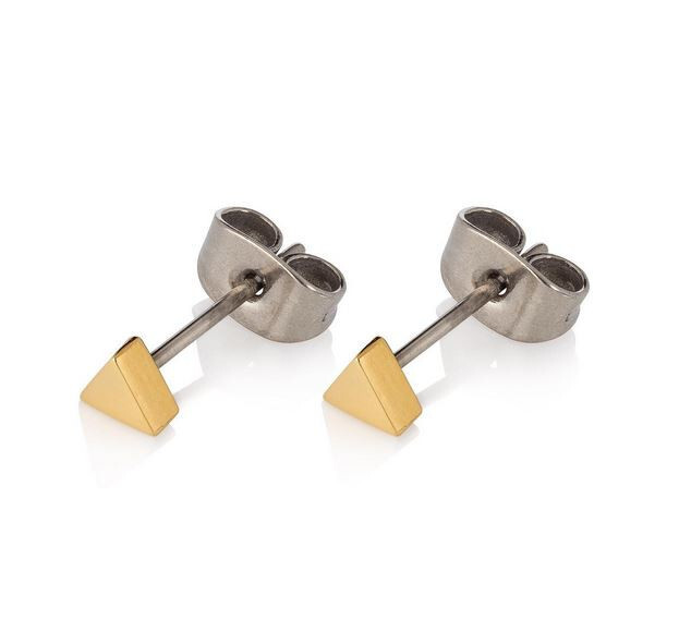 Tini Lux Gold Tiny Triangle Geometric Studs Earrings Hypoallergenic Titanium