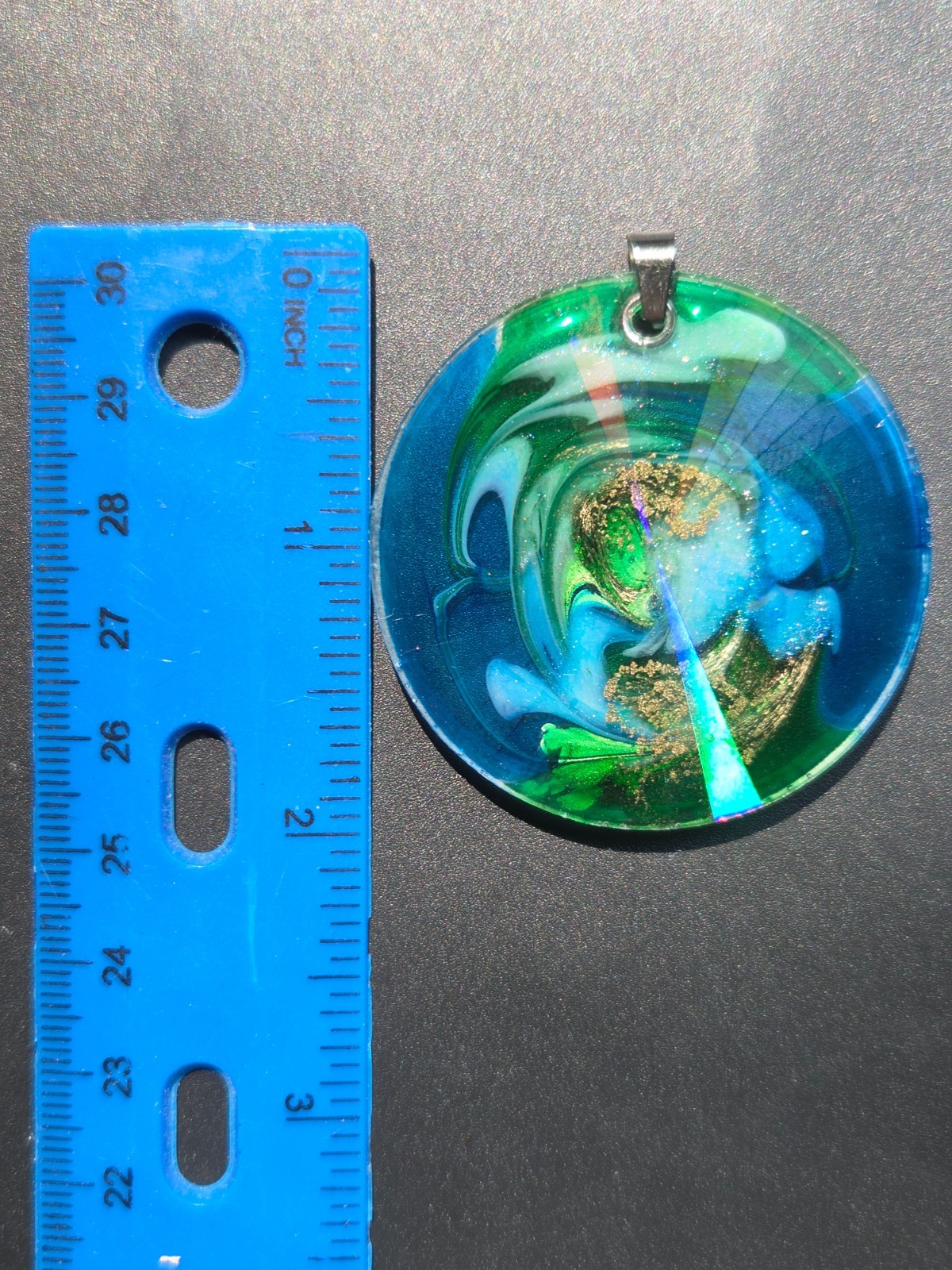Nebula Series Emerald Vortex Holographic Resin Pendant Necklace N106 OOAK