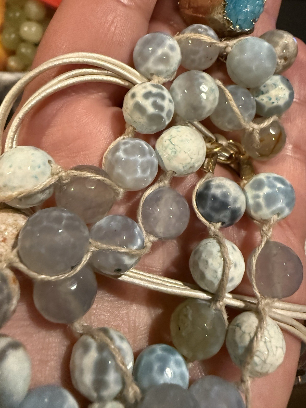 Susan Shaw Druzy Stone Tassel Necklace Blue Stone 33 To 35 In Adj