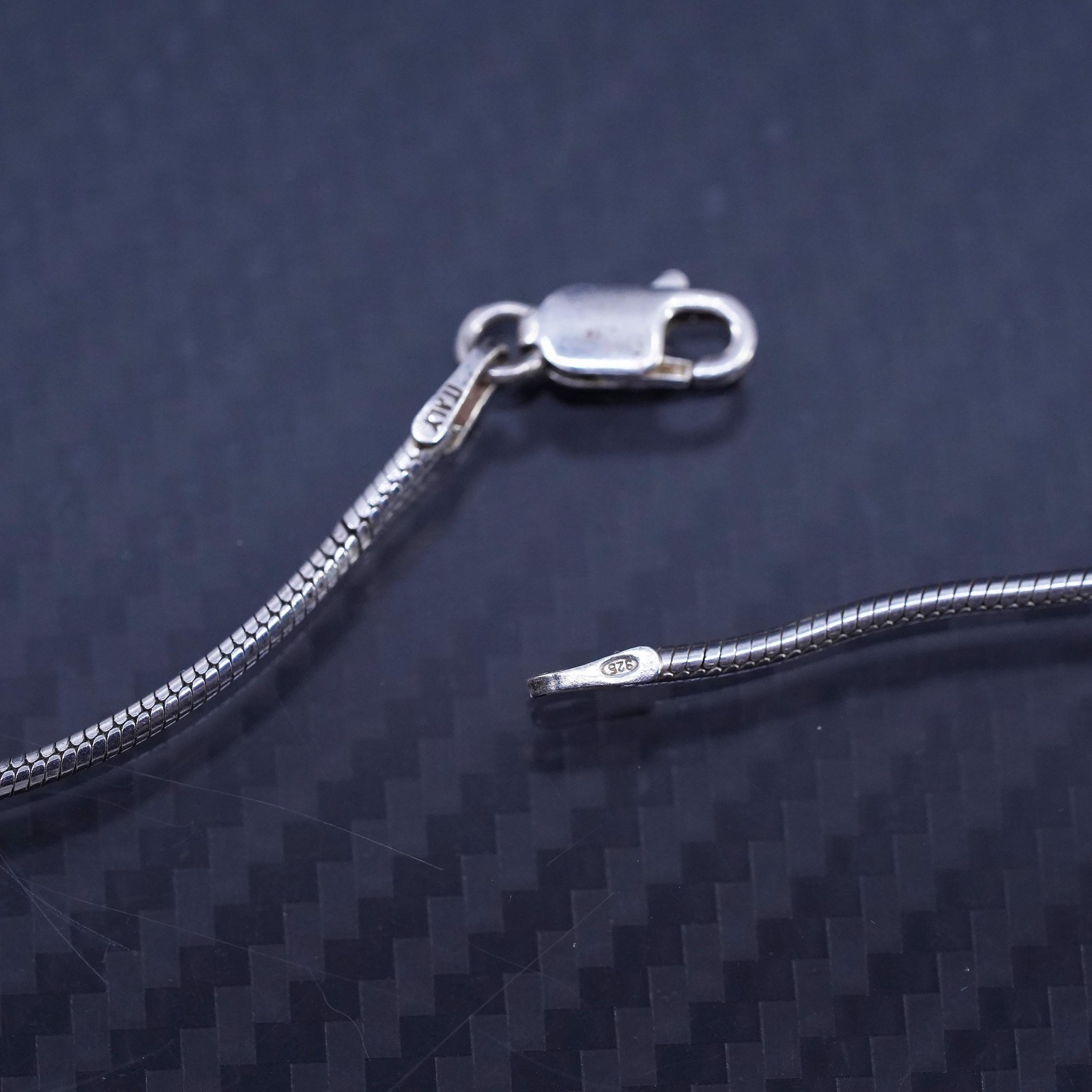 16” 1.6mm, vintage Italian sterling silver 925 snake chain necklace