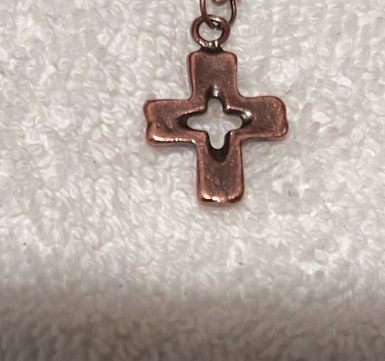 Antique Copper Cross Pendant Necklace 21in Bronze Chain NEW Handmade