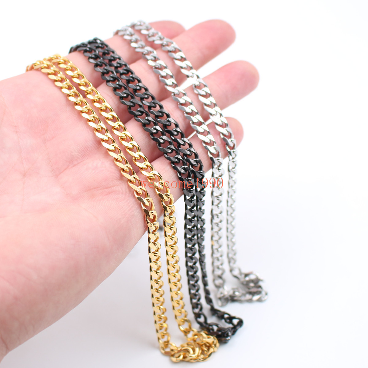 Brand New Design 16′-32” 5mm Stainless Steel Curb Link Chain Men Women Necklace