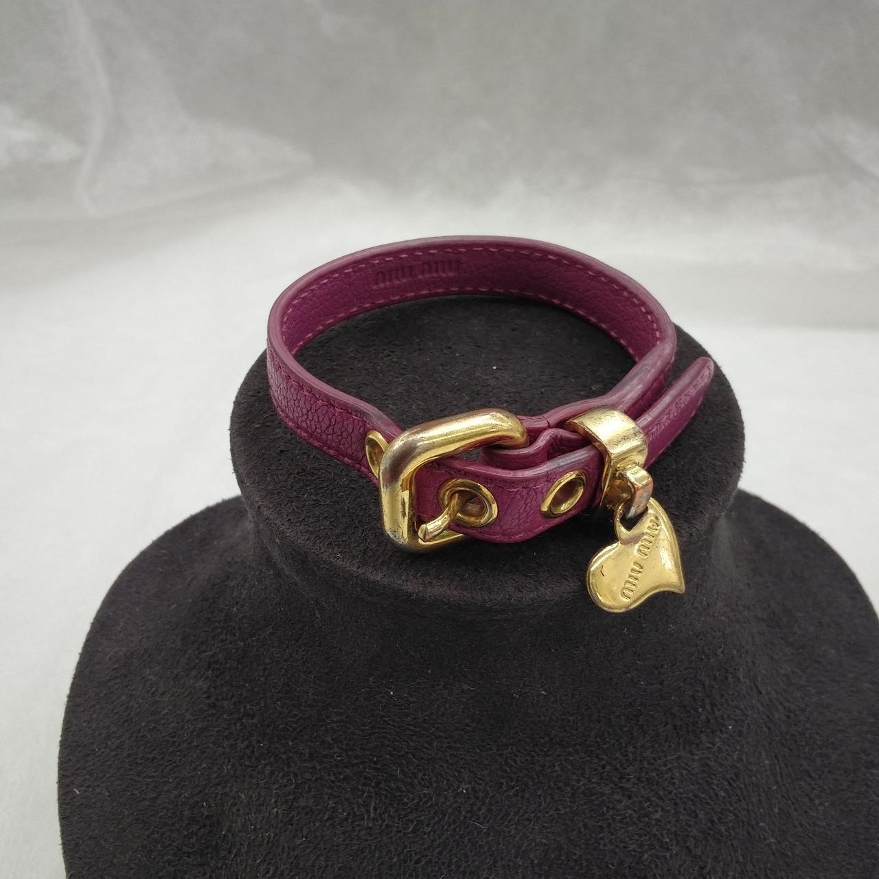 Miu Miu Pink Bracelet Bangle Band Leather Accessory Authentic Gold Women’s