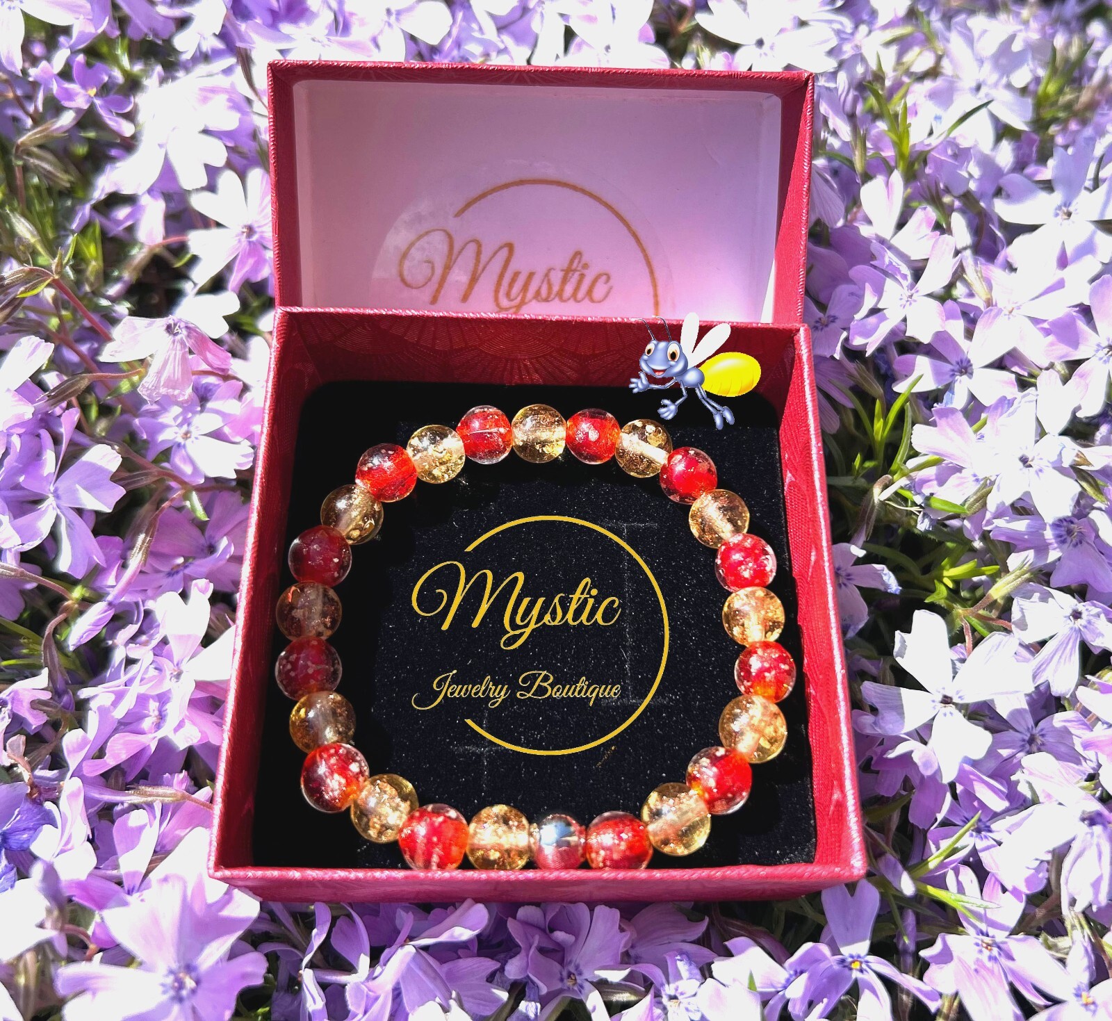 Mystic Firefly bracelet lampwork luminous glass glow in the dark