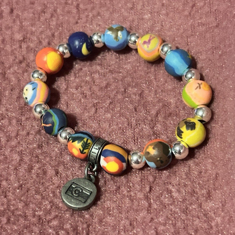Colorado Clay Beaded Stretch Bracelet w/ CO Flag Charm