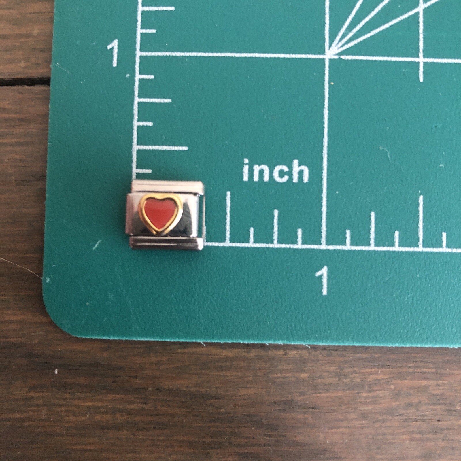 NOS Enameled Red Heart Italian Charm Modular Bracelet Link 9mm