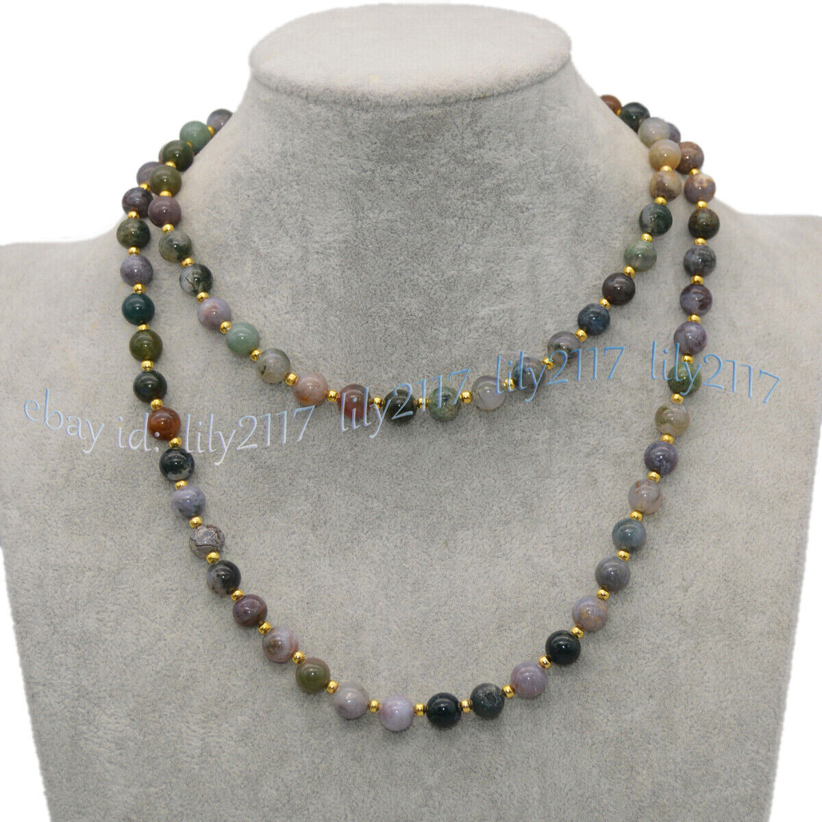 Multicolor India Agate Onyx Gemstone Round Beads Necklace 14-48 inches 6-14mm