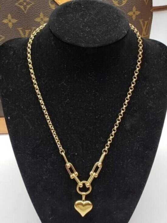 Authentic Louis Vuitton Lock & Key w/ Unbranded Gold Plated Gold Chain Necklace