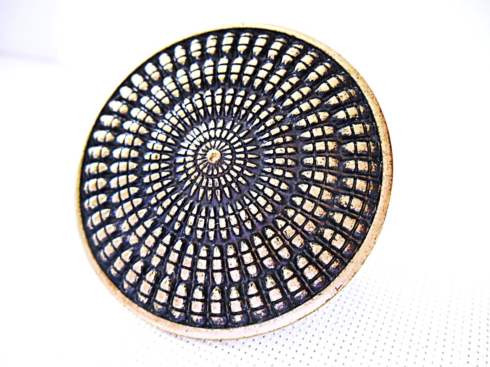 Large Round Top Bronzetone & Black Ring size 8