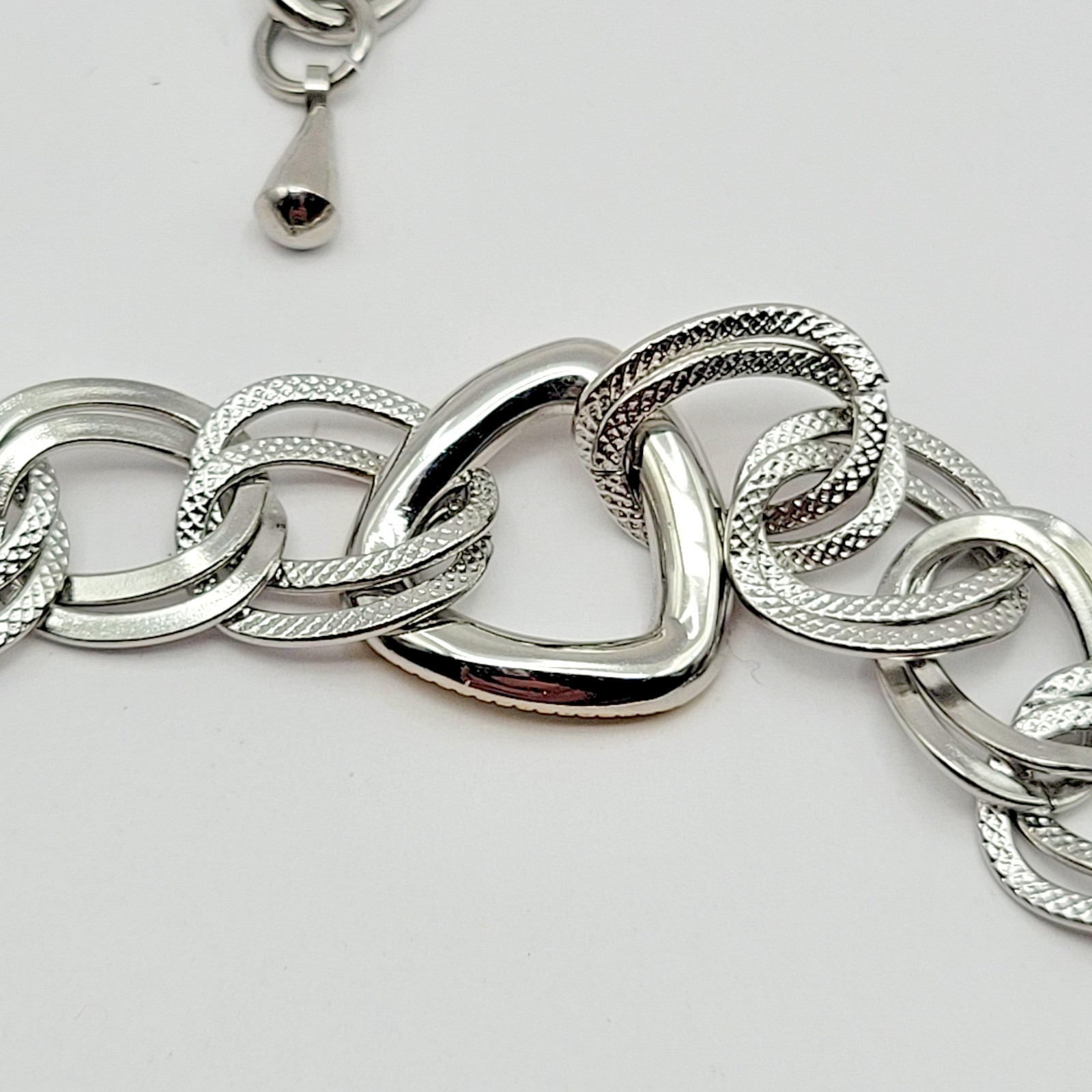 QVC Steel By Design Stainless Steel 11mm Double Link CZ Triangle Necklace ~ 21″