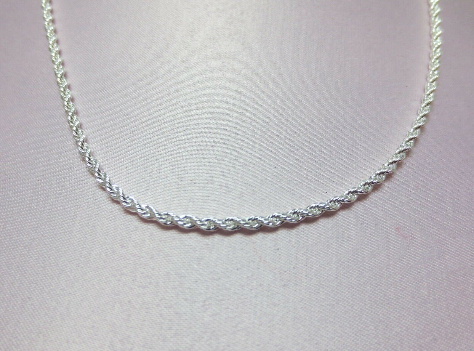 16 INCH TO 30 INCH STERLING SILVER PLATED 3 MM ROPE CHAIN NECKLACE-USA SELLER
