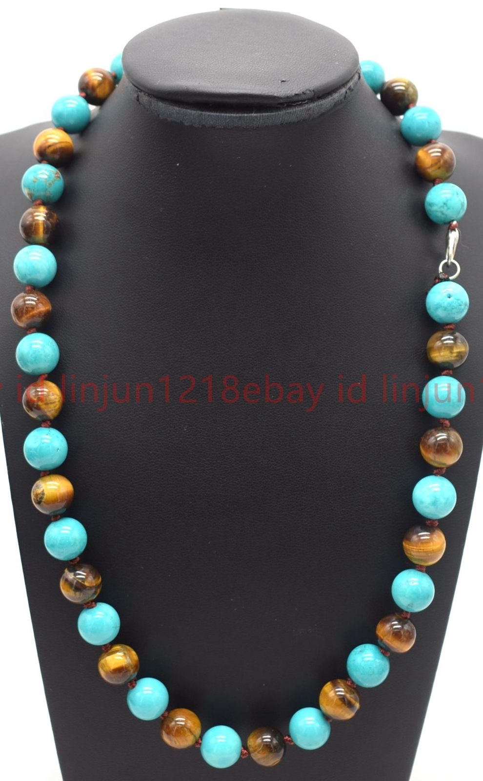 Natural 8/10mm Turquoise Yellow Tiger’s eye Gems Round beads Necklace 16-36in