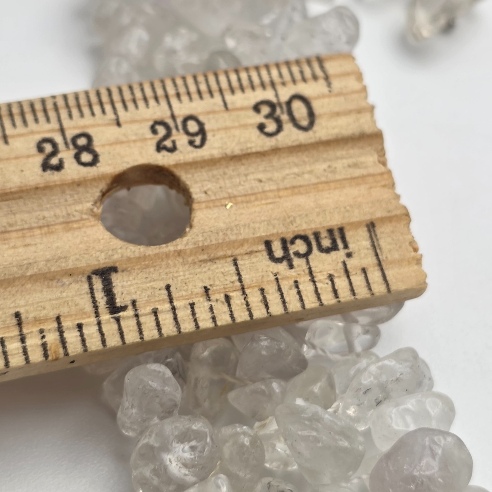 Clear Quartz Chip Necklace Earrings Set Natural Crystal Statement 21 In Adj.