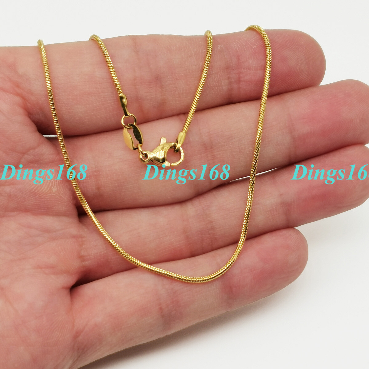 Men &Women’s 18K Yellow Gold Filled 20inch 1.6mm wide Round Snake Chain Necklace