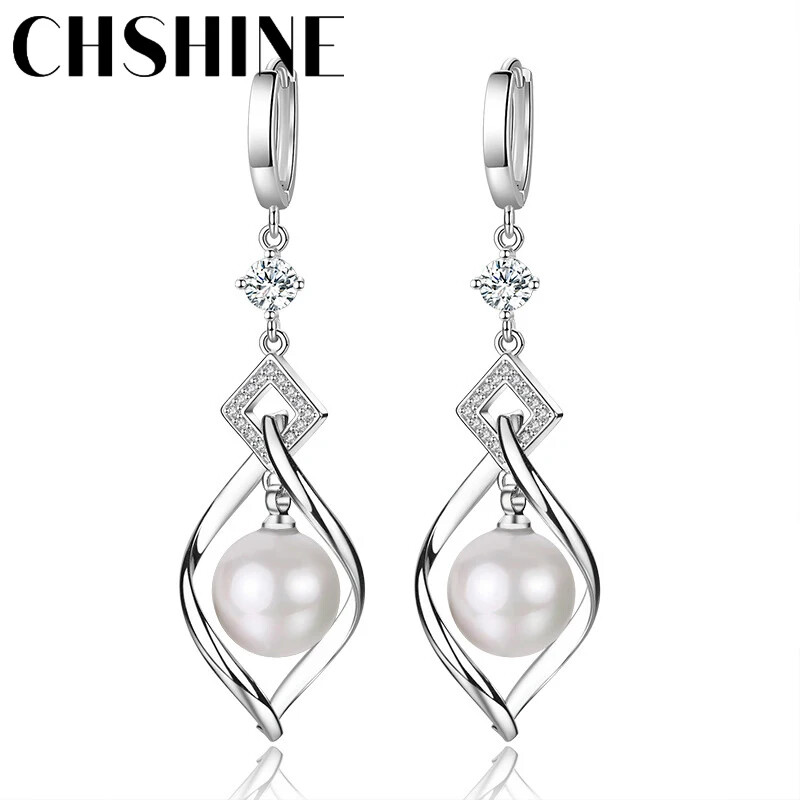 CHSHINE 925 Sterling Silver Pearl Rotate Earrings for Women’s Fashion Jewelry