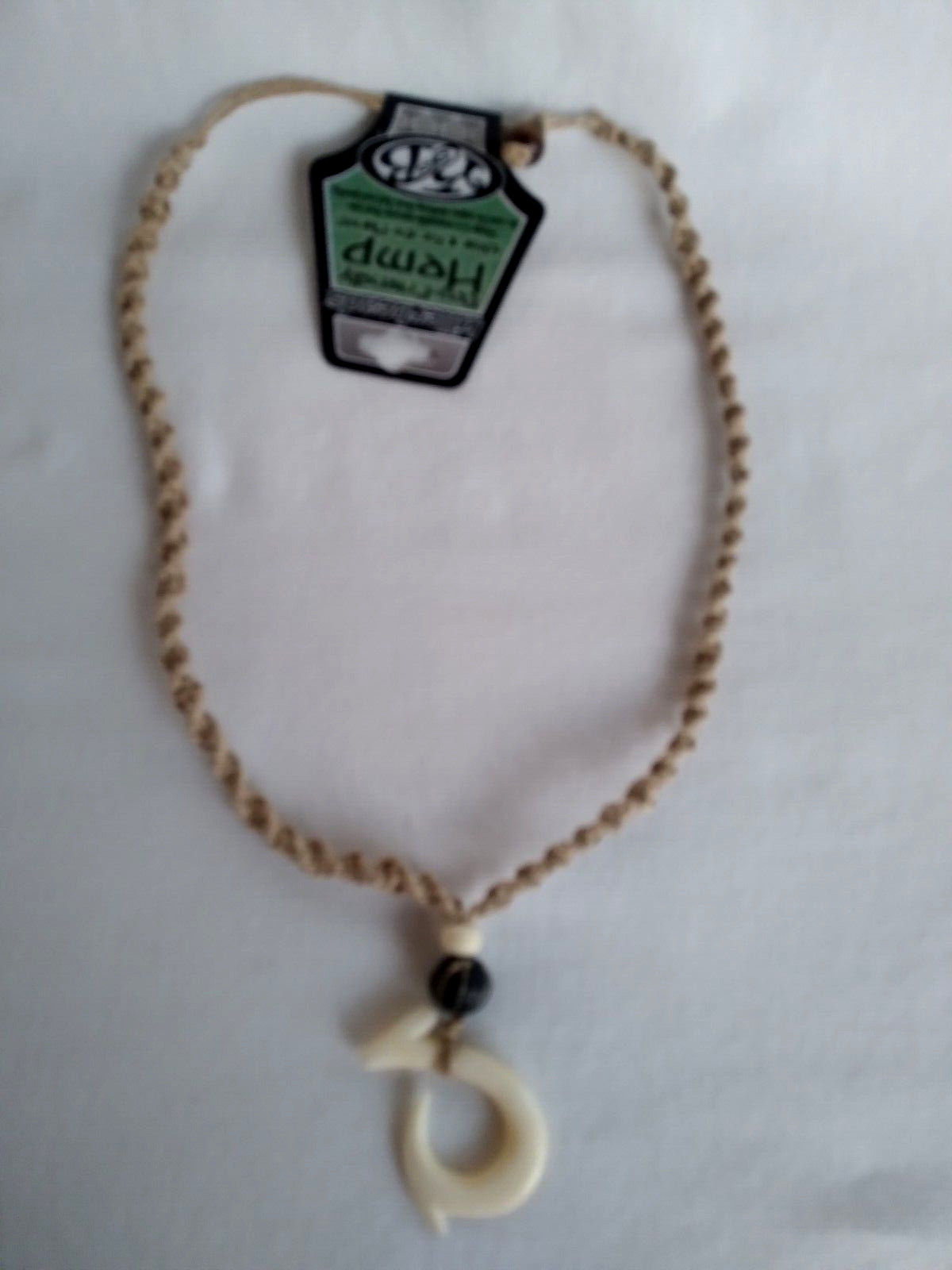 Necklace Polynesia Fish Hook Resin Pendan 22″ Hemp Gift US Seller New