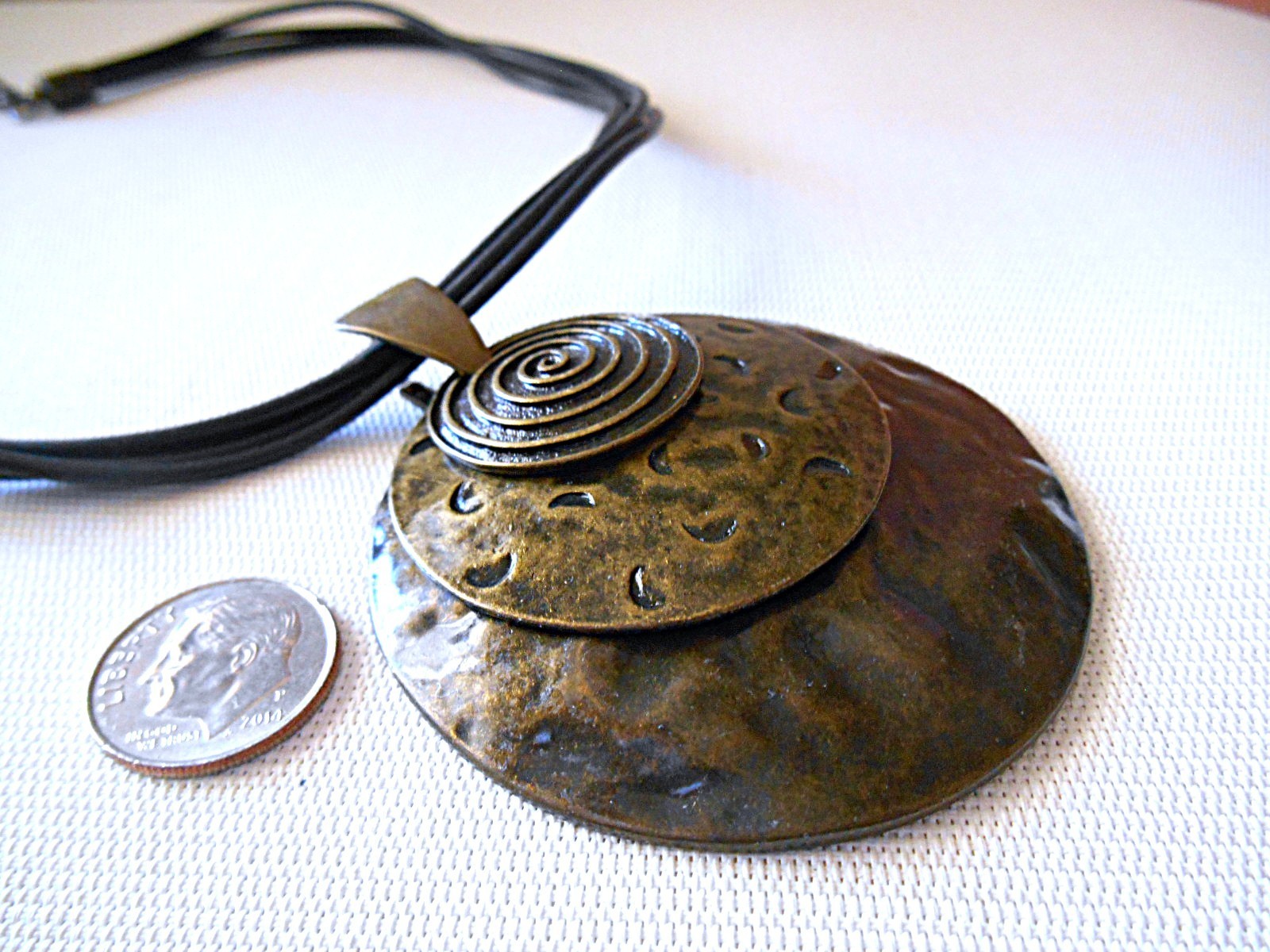 PREMIER DESIGNS PD Black Corded Layered Bronzetone Pendant Necklace