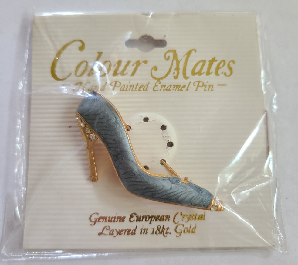 Colour Mates 18K Gold Plated Enamel European Crystals High Heel Shoe Brooch Pin