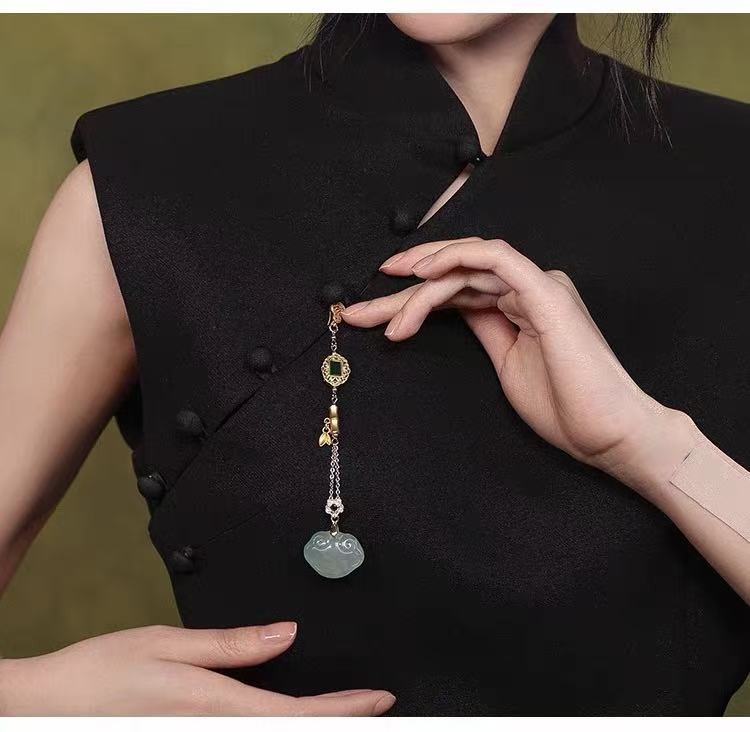 Chinese Style Long Tassel Brooch, Qipao Horse Face Skirt Waist Pendant