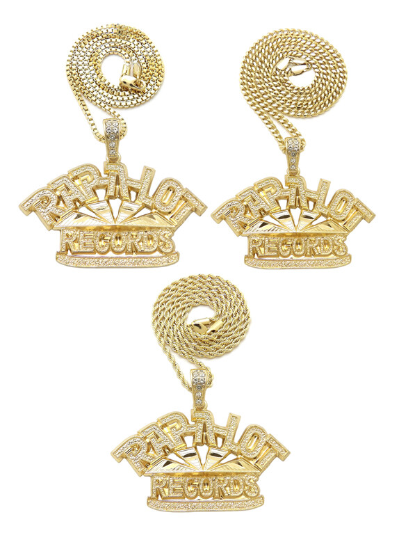 Iced Rap a Lot Records Pendant Box, Rope, Cuban Chain Hip Hop Necklace XSP806
