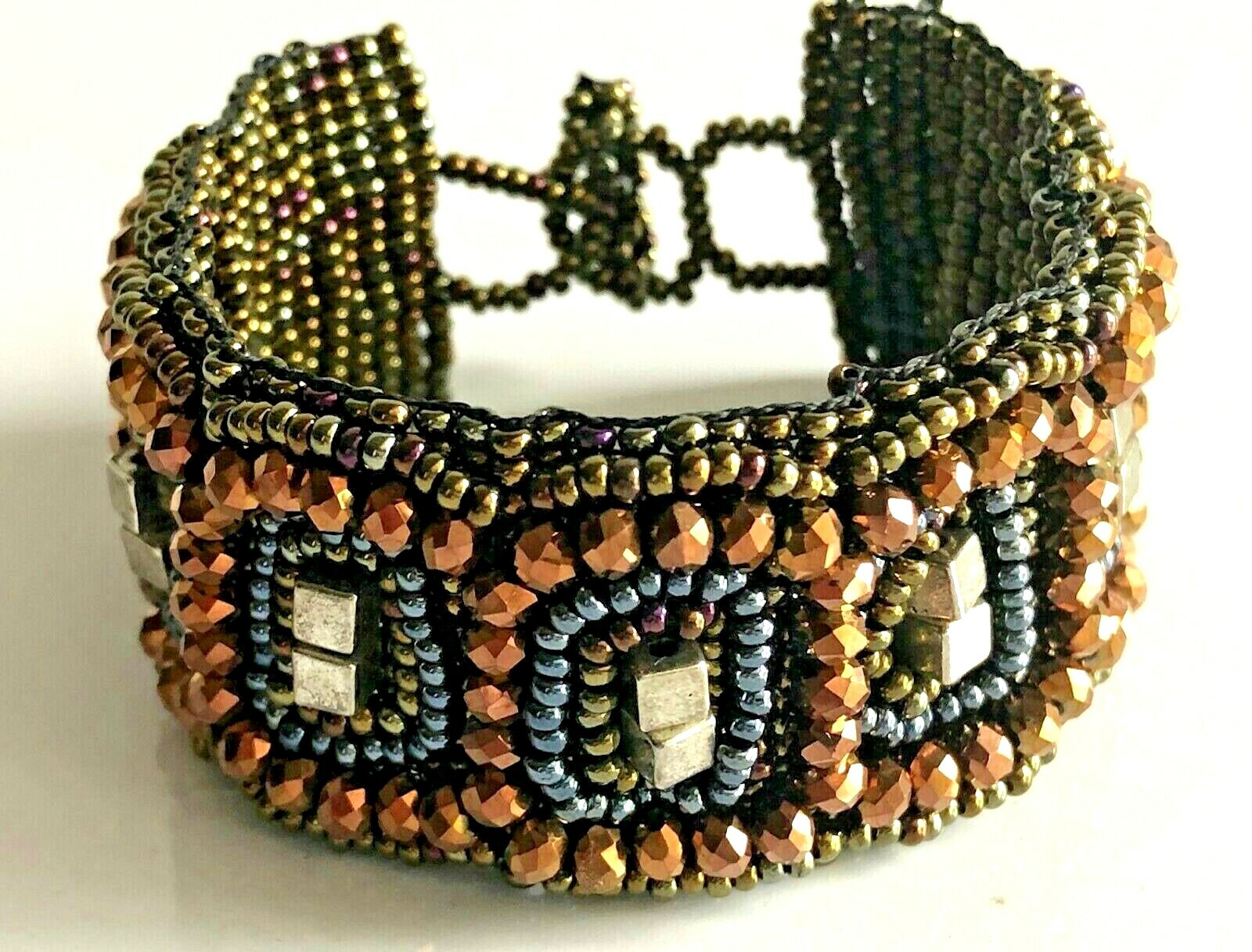 La Noche copper & gunmetal bracelet, an elegant, chic accent. Handmade-Guatemala