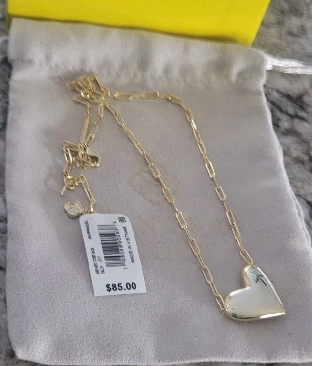 Kendra Scott Ari Reversible Pendant Necklace Gold Mother Of Pearl $85 Pouch BOX