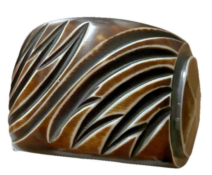Antika Collection NWT 8” Brown Colored Wide Bangle Bracelet Etched/Textured