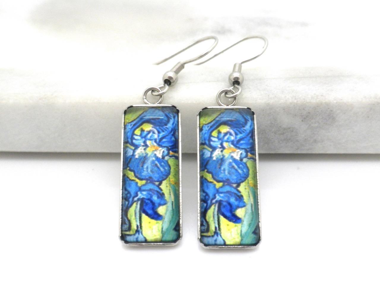 New Van Gogh Irises Earrings Women Dangle Light Weight Pierced Paintings