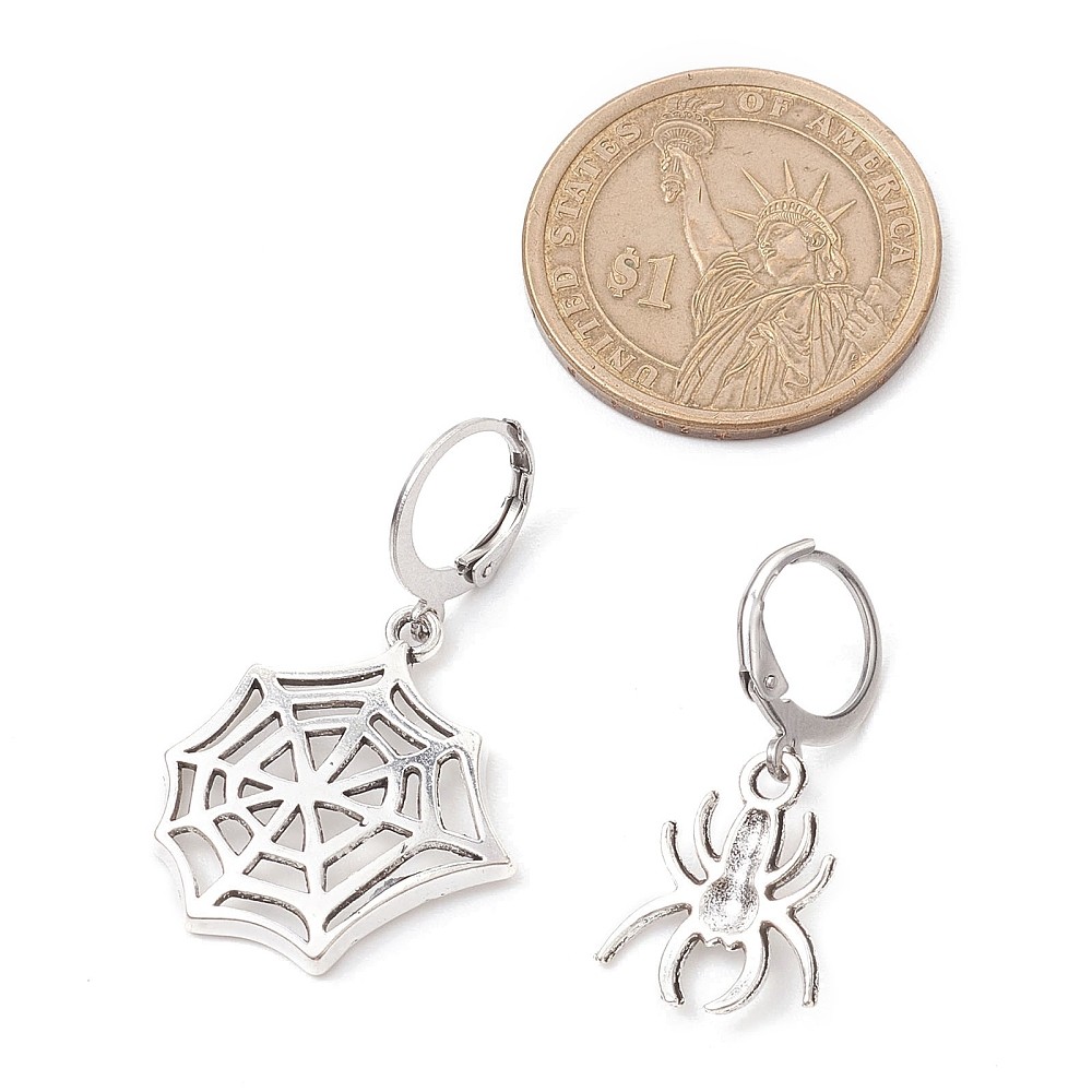 30 Set Alloy Tibetan Dangle Earring Spider Web Silver Leverback Earring Keychain