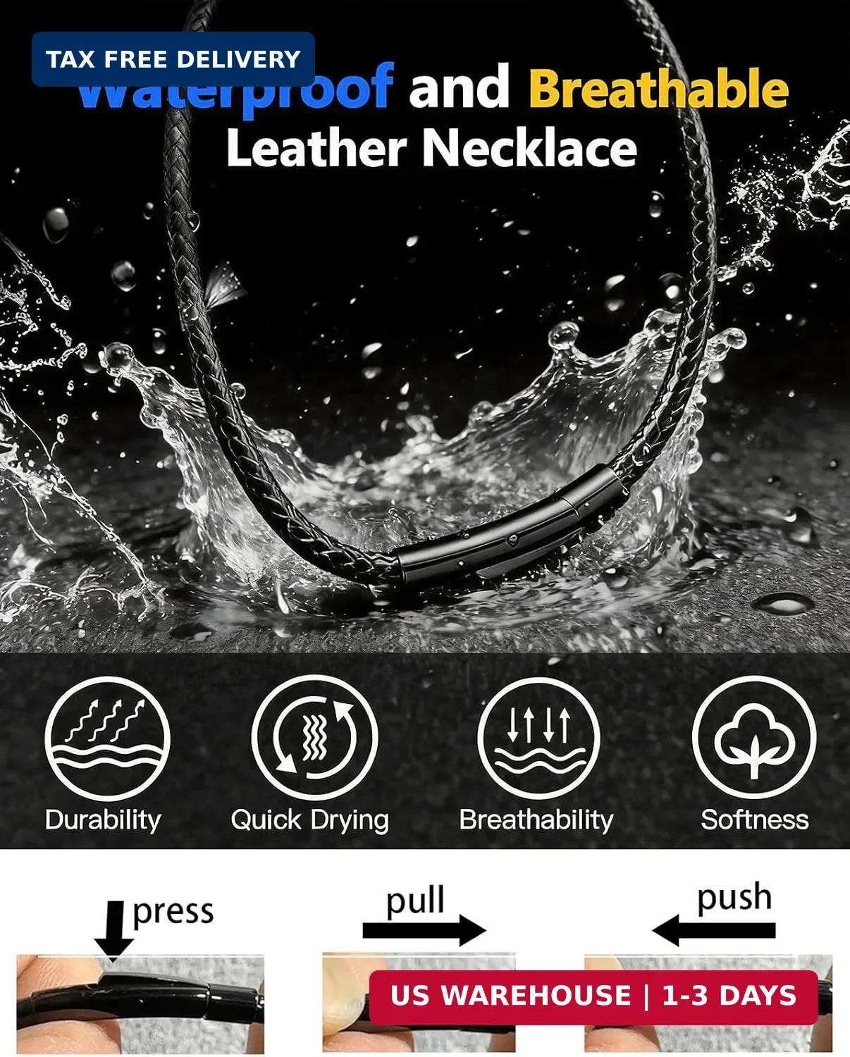 2/3/4/5MM Width Waterproof Comfortable Braided Leather Chain Cord with Stainless