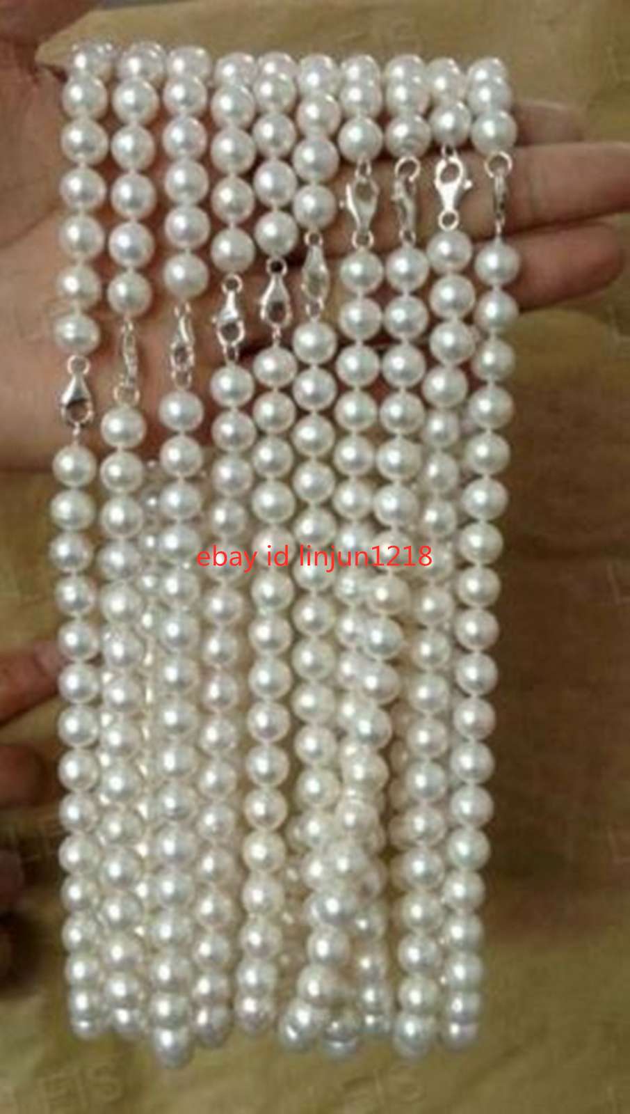 Wholesale Lots 10 Strands 8-9mm Round White Genuine Pearl Necklace 18”