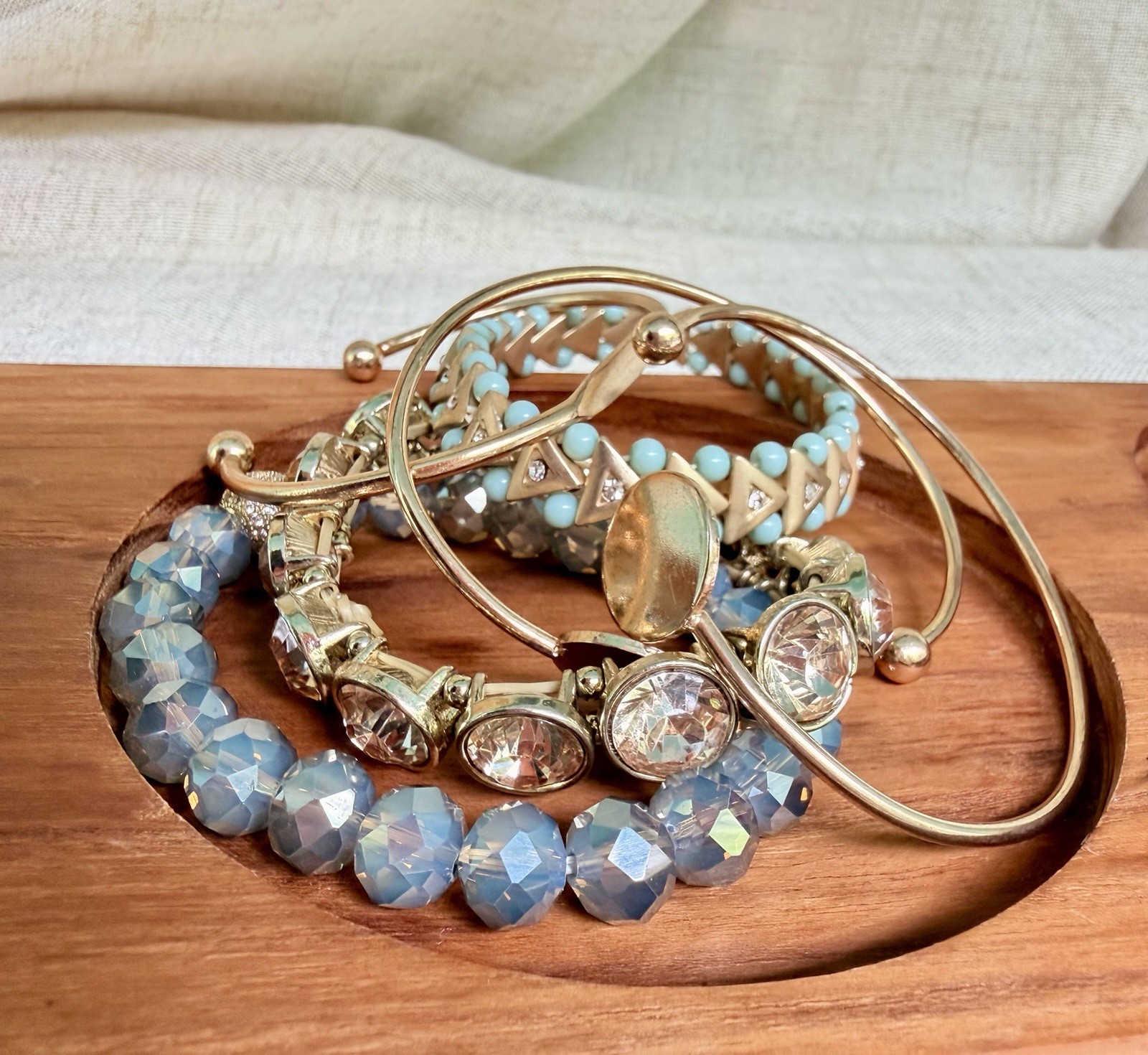 6 Pc Gold Tone Bracelet Stack Set