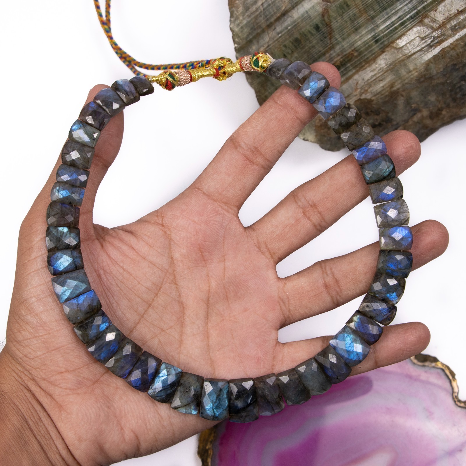 Labradorite Fancy Shape Layout Necklace, 10X7MM To 17X11MM, Faceted Gemstone