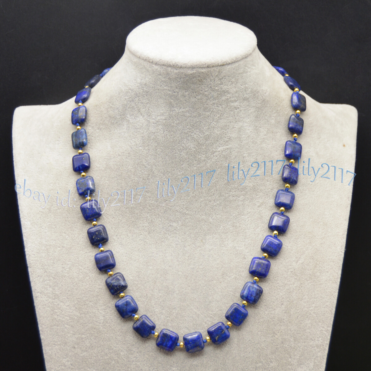 Natural Blue Lapis Lazuli 12mm Flat Square Gemstone Beads Necklace 14-100 inches