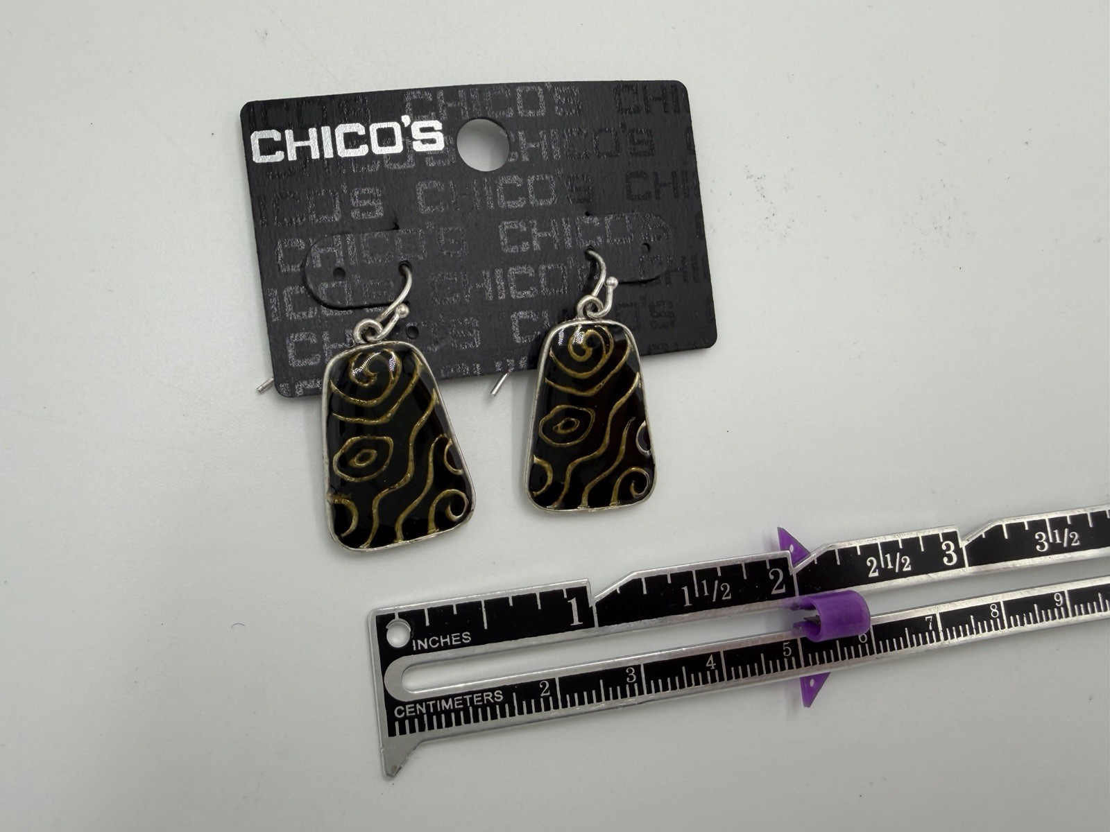 Chico’s Drop Earrings NWT Brown/Gold Silver-Tone Accents