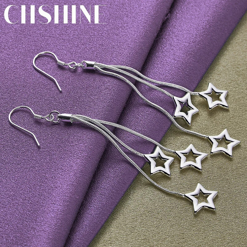 CHSHINE 925 Sterling Silver Three Stars Earrings Charm Jewelry Fashion Eardrop