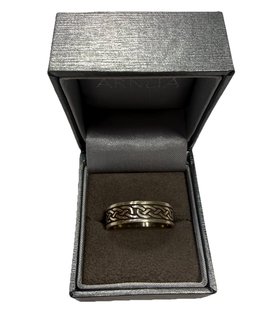 Arnua Celtic Knot Wedding Ring, Size 12.5, 7mm, Silver, New, Includes Box